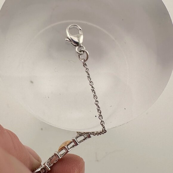 Sterling Silver "Mom" Bracelet w 14 kt Gold Overlay Hearts  & Infinity Symbols - Picture 12 of 14